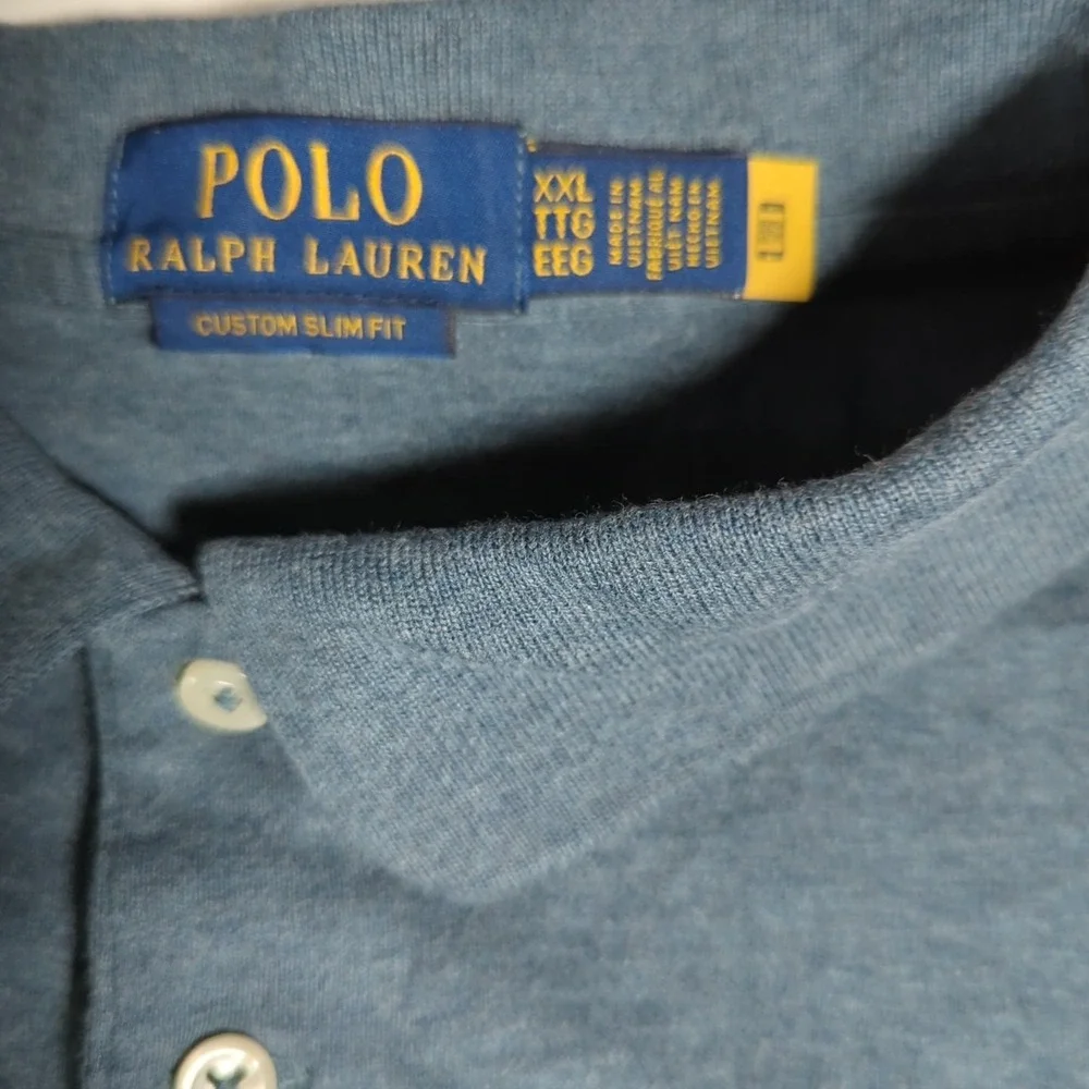 Polo Golf Ralph Lauren Shirt Mens 2XL Blue Flesh Pony Slim Fit Short Sleeve‎